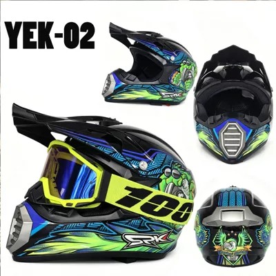 Motosiklet kaskı (dəbilqə): Off-Road Helmets C Full-Face Motorcycle - adult-yek-01-yellow-and-black-l-size