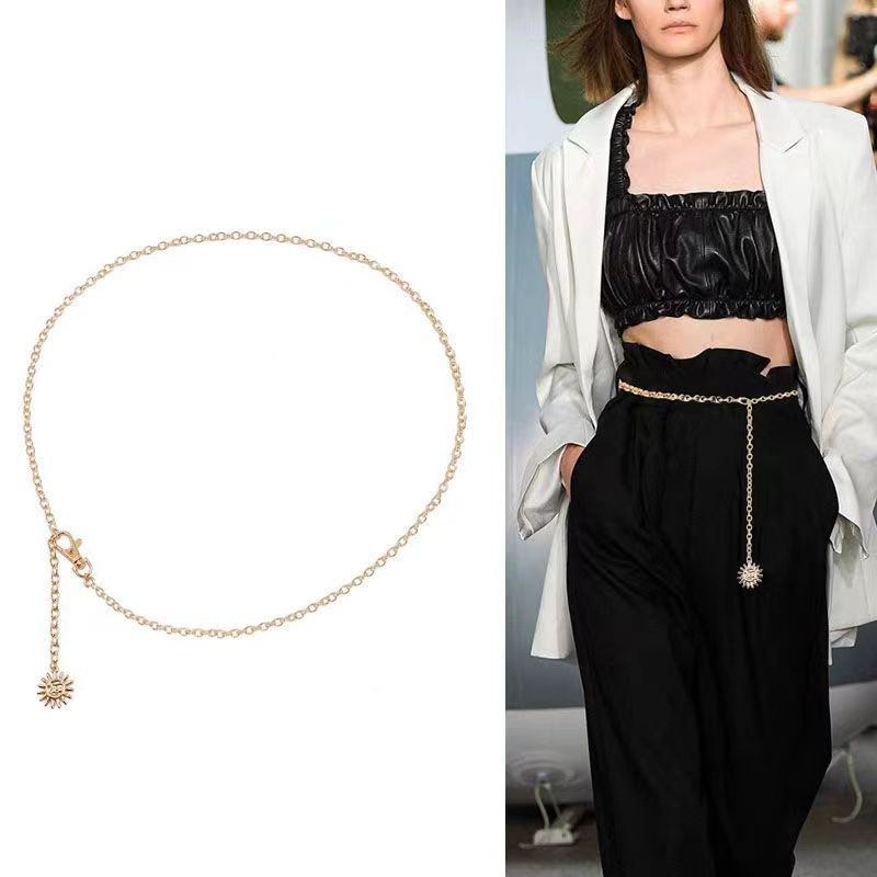 European and American Hip-Hop Metal Buckle Waist Chain, Retro Double Chain Fashion Decorative Waist Chain, Cross-Border Short Skirt Decorative Chain Wholesale
