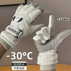 新しい女性用スキーグローブ、冬用ベルベットと厚みのあるサイクリング防風性と暖かい漫画のかわいいタッチスクリーン防寒手袋