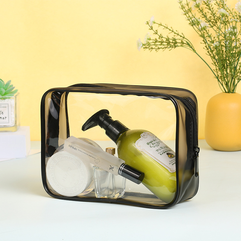 Moderno simple negro de gran capacidad de plástico de PVC bolsa de lavado multifuncional bolsa de almacenamiento de artículos de tocador