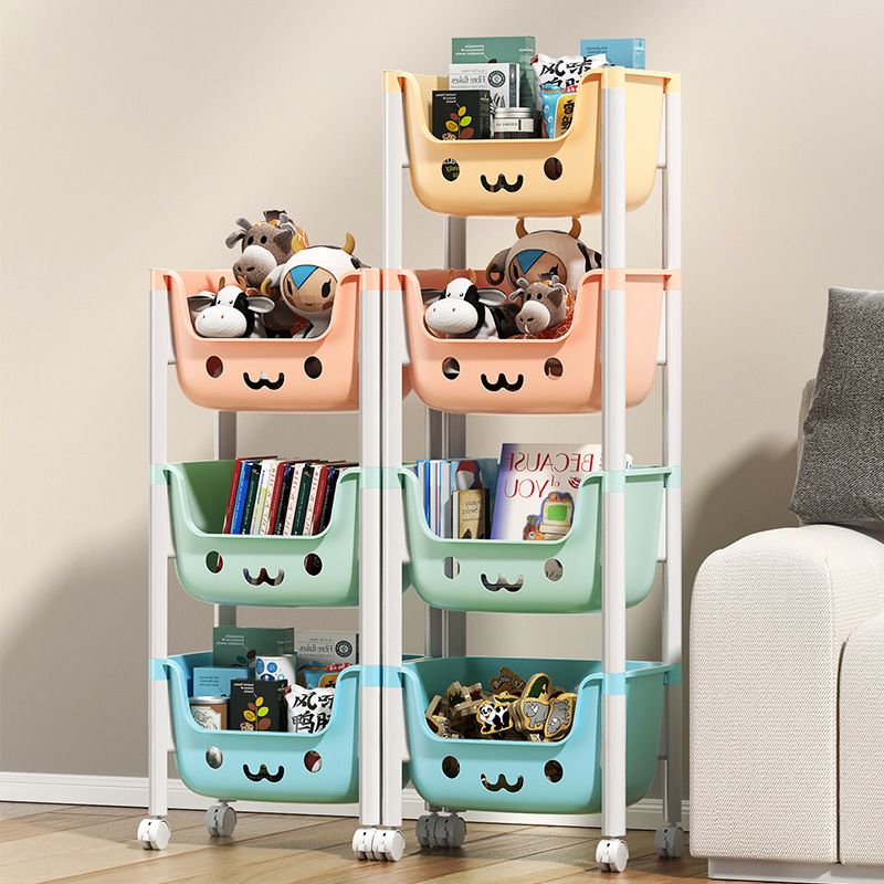 Trolley storage rack multi-layer floor shelf living room kitchen bathroom toy student dormitory household snack storage rack