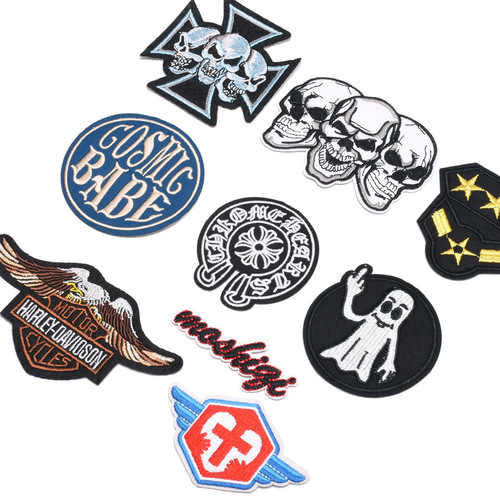 Factory direct supply of foreign trade hot new products punk motorcycle embroidered cloth patch hot melt adhesive clothing patch patch wholesale
