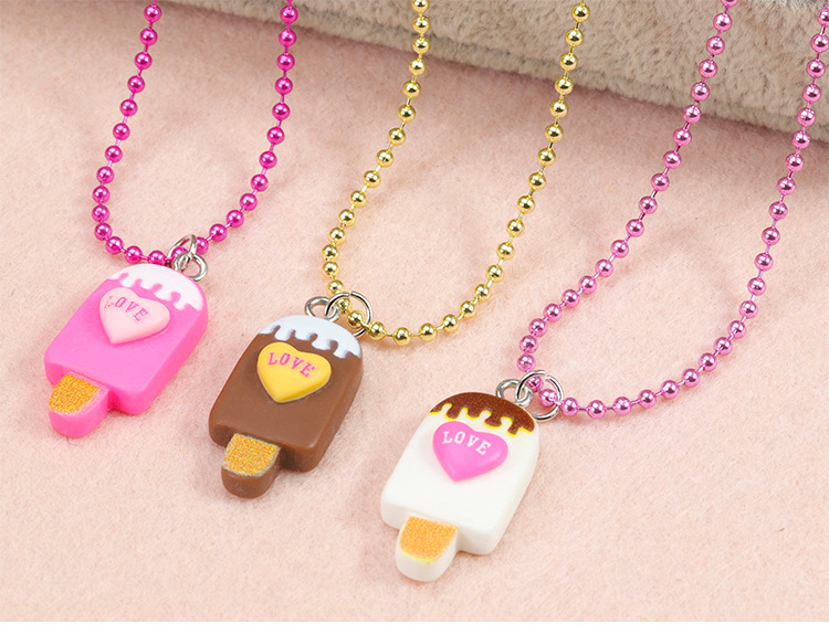 Cute Ice Cream Letter Plastic Resin Girl's Rings Necklace display picture 5