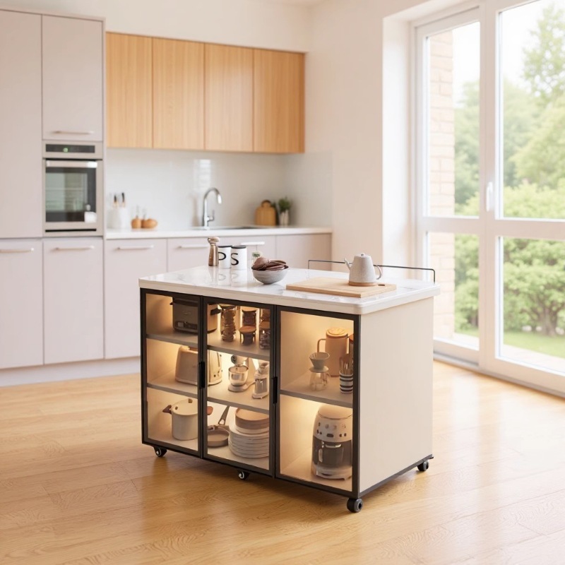 Slate Kitchen Storage Cabinet Household Multi-Layer Sideboard Living Room Multi-Functional Storage Cabinet Removable Storage Island