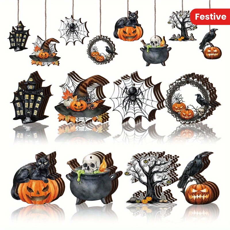 Cross-Border New Product: Pumpkin and Black Cat Wooden Hollow-Out Halloween Decorations, Vintage Hanging Ornaments Suitable for Party Decorations Cross-Border New Product: Pumpkin and Black Cat Wooden Hollow-Out Halloween Decorations, Vintage Hanging Ornaments Suitable for Party Decorations