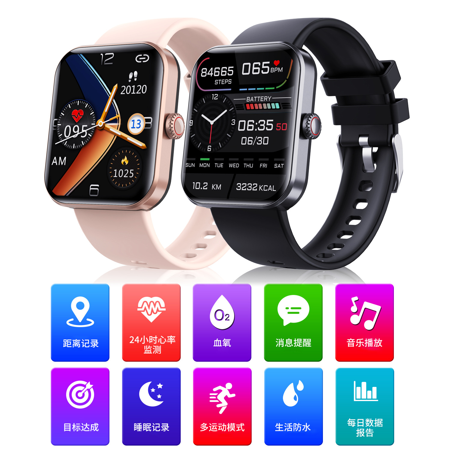 Reloj Inteligente Deportivo Amazon F57L con Monitor de Frecuencia Cardíaca y Presión Arterial, Información de Temperatura Corporal, Monitorización del Sueño, Contador de Pasos