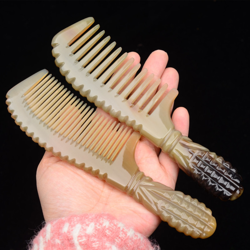 メーカー卸売りヤク角厚さ櫛彫刻櫛厚さトウモロコシ櫛彫刻丸柄厚さ柄手作業櫛|undefined