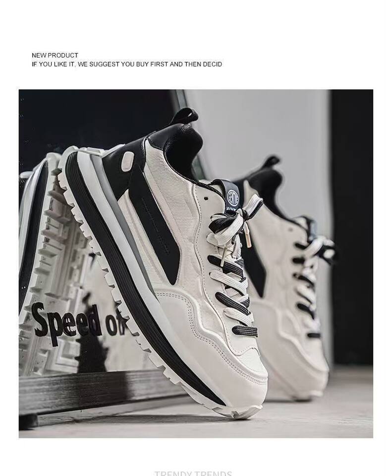 Giày thể thao nam đế dày tăng chiều cao, sneaker phối màu trơn, gót thấp 1–3 cm — C965 Kaki, C965 màu đen, C965 trắng chi tiết 8