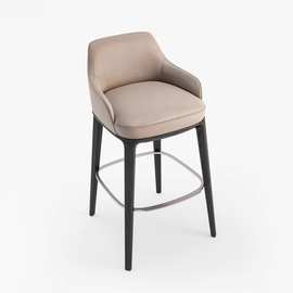 意式极简白蜡木吧台椅家用岛台椅酒店前台椅酒吧民宿设计师款吧椅