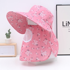 2024春夏女遮臉護頸面罩防曬遮陽採茶披肩帽大帽檐騎車太陽帽涼帽