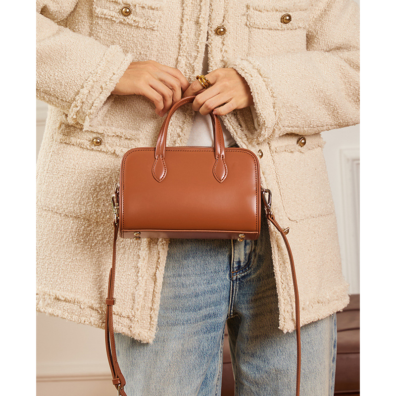 Pillow Bag Women's Crossbody Bag Genuine Leather Boston Bag 2026 New Arrival Niche Luxury Commuter Handbag - Thumbnail 8