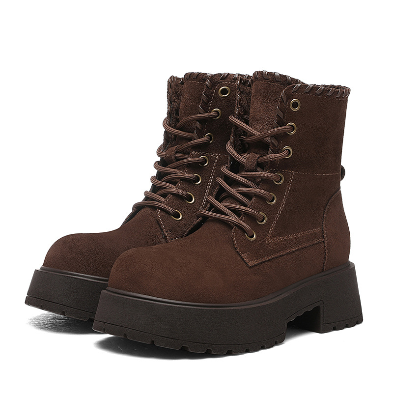 Women's Thick-soled Plush Martin Boots, 2025 New Model, Retro Versatile Platform Boots, Non-slip Comfortable Women's Boots, Cotton Shoes_vogvips.com