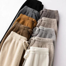 加绒加厚绵羊毛休闲裤女羊绒休闲裤抽韩式阔腿裤子宽松时尚运动裤