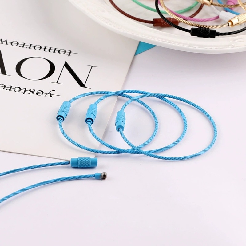 カラースプレーペイントワイヤーリング回転ネジキーリング diy タグバッグキーホルダーストラップジュエリーアクセサリー|undefined