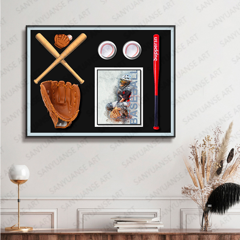 Pintura decorativa de béisbol Juego de marea tridimensional Sala de estar Sofá pared de fondo Pintura colgante Restaurante Dormitorio Pintura colgante Galería de pasillo