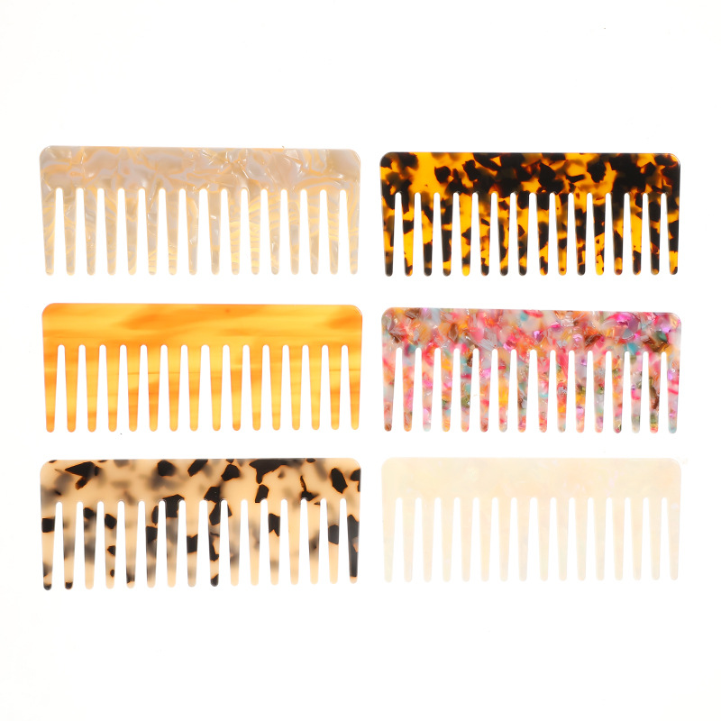 Amazon Venta caliente europea y americana moda acetato placa pelo peine antiestático rectangular peine exquisito pelo marbling peine