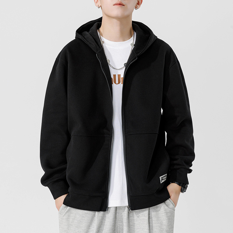 Hooded cardigan sweater men's Japanese style loose fashion brand solid color Sports men's jacket couple wear Haipeng cloud men's clothing Hooded cardigan sweater men's Japanese style loose fashion brand solid color Sports men's jacket couple wear Haipeng cloud men's clothing