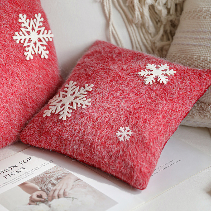 Navidad almohada roja almohada de nieve almohada de la sala de estar sofá respaldo decoración almohada de Navidad cojín de cabecera adornos