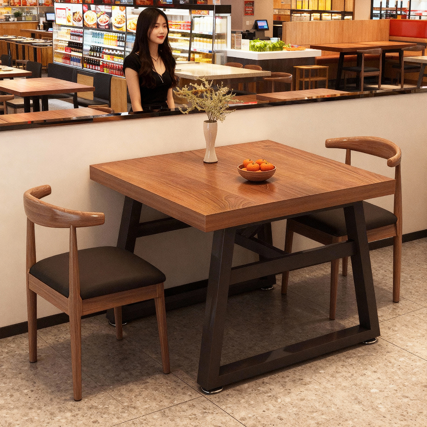 Square Table Square Table 2025 New Dining Table Restaurant Table Small Dining Table One Table Two Chairs Table Catering Commercial