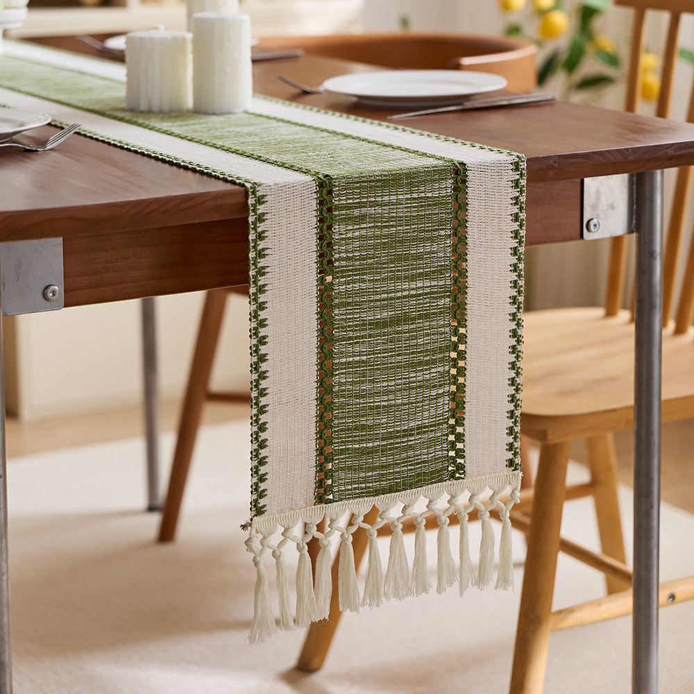 Tabla de lepra de algodón Bandera de soda Nudo pequeño fresco Salvia verde Fiesta decoración de mesa de té almohadilla de mesa