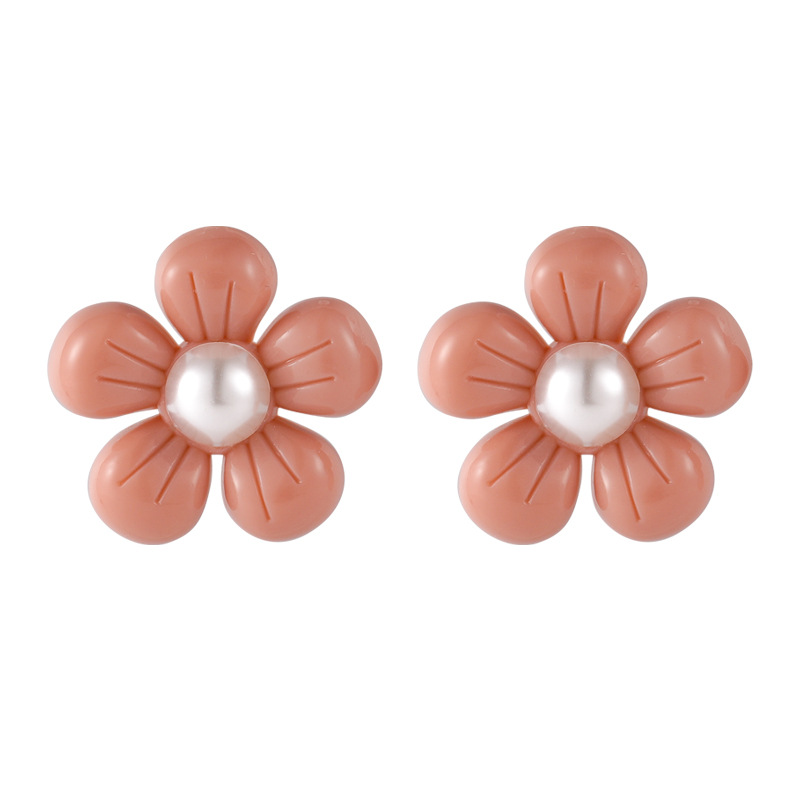 Acrylic Color Pearl Flower Cute Earrings Wholesale Jewelry Nihaojewelry display picture 2