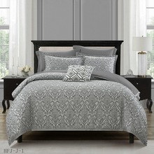 跨境外贸绣花大提花系列羽绒被套三件套水洗柔软床上用品带拉链封