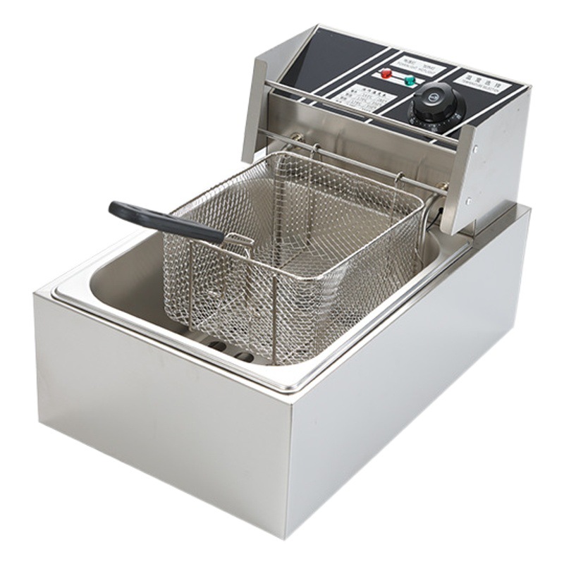 FUENTE fabricante comercial de escritorio freidora de acero inoxidable cocina Occidental frito máquina de patatas fritas freidora de pollo freidora eléctrica