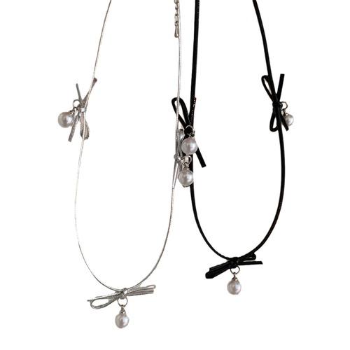 Elegant Butterfly Knot Pearl Aura Style Fashion Necklace Gothic Early Choker from Dongdaemun, South Korea