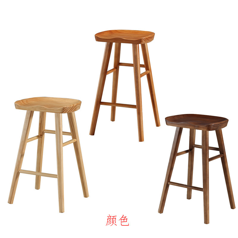 吧台椅简约现代实木高脚凳家用美容凳子前台吧台凳酒吧椅餐厅椅子|undefined