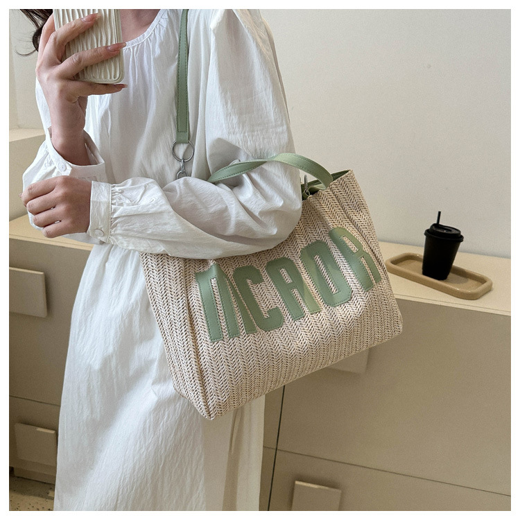 Large capacity fashion tote bag 2025 new style this year's popular woven single-shoulder bag underarm letter handbag wholesale undefined