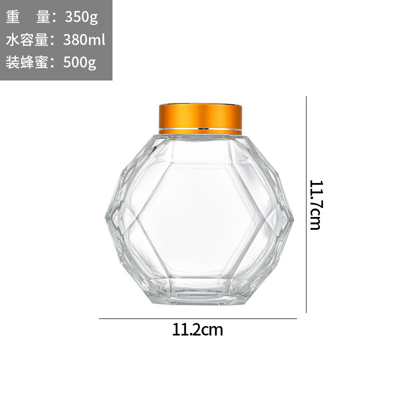 Frasco Hermético Hexagonal para Miel de Vidrio con Tapa de Madera y Cuchara Mezcladora image 10