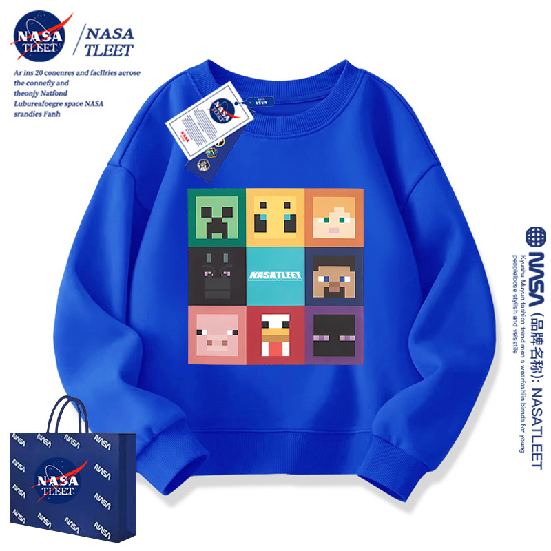 NASA My World Boys Hoodie Creeper Steve Jacket Trendy Kids Clothing Minecraft Clothes for Children