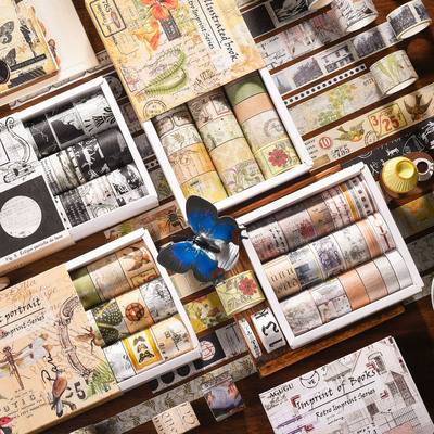 AGUGU复古印记和纸胶带ins风手帐胶带复古diy素材贴纸套装批发|ru