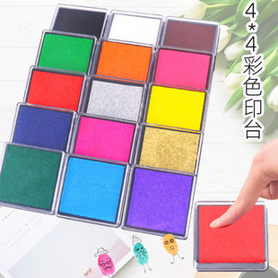 �羳4x4cmӡ̨��ͯ������ָ����ɫӡ�� DIY��ָ��ӡ�� ӡ̨�F؛�S