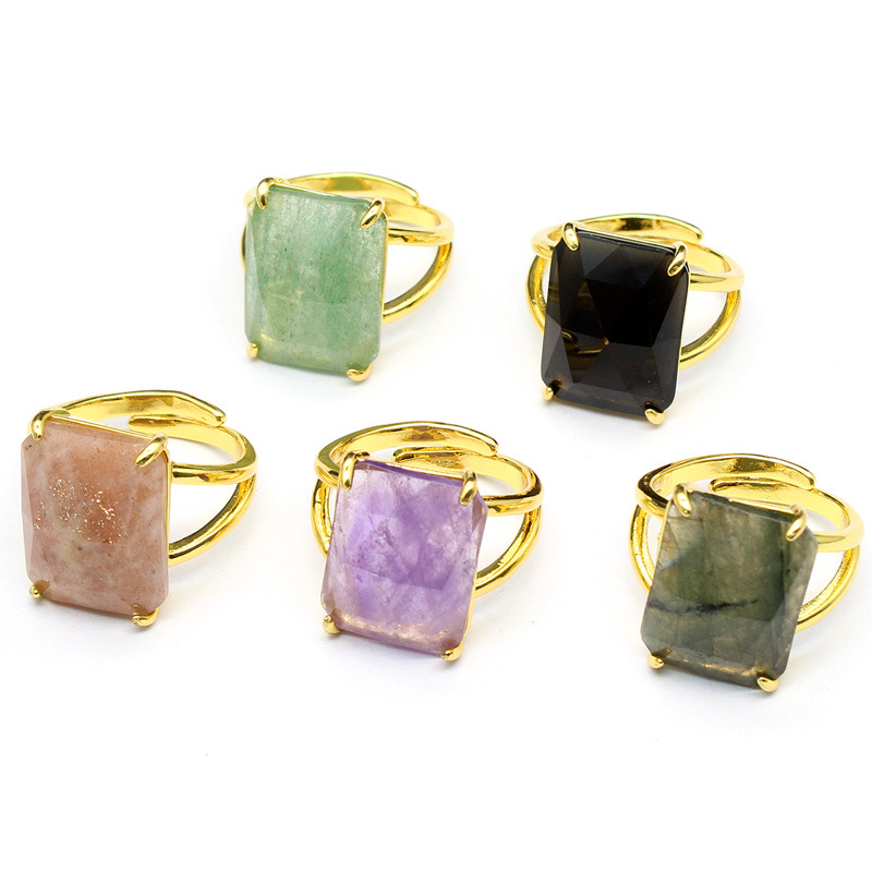11g Weight Open Rings Classification Adjustable Ring Size 1 Piece Quantity Holiday, Daily Occasion natural stone Material Geometric Pattern Unisex Gender Simple Style, Classic Style Style Simple Style Classic Style Geometric Natural Stone Open Rings In Bulk 2