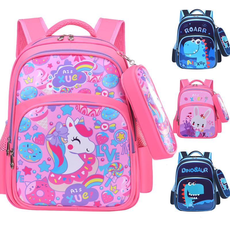 Primary School Schoolbag Grade 1-3 Boys and Girls Cartoon Cute Lightweight Spine Protection Children's Pencil Case Backpack