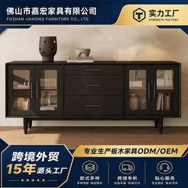 高端储物橱柜现代简约黑色实木玻璃门电视柜轻奢意豪华创意收纳柜