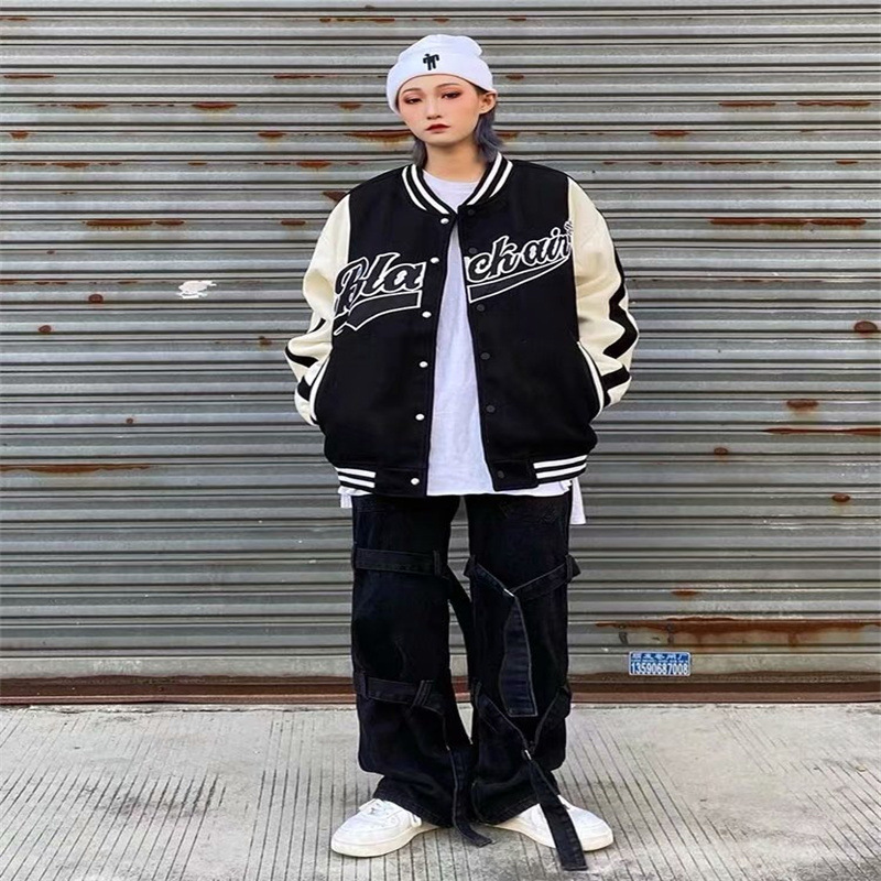 复古字母棒球服2021新款男潮牌潮流宽松韩版春秋港风嘻哈刺绣外套