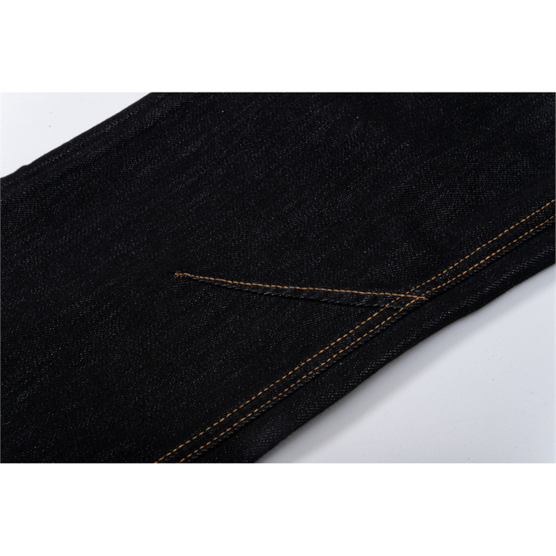 MKSN Men's Non-Fading Raw Denim Jeans Cleanfit Straight Fit Pants With Faux Horsehair Back Pocket Design Slimming Trousers_mkmklike.com
