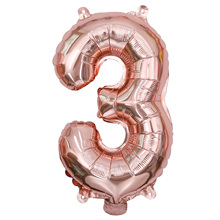 玫瑰金16寸铝膜数字 气球铝箔 宝宝周岁布置装饰表白情人节珠光色