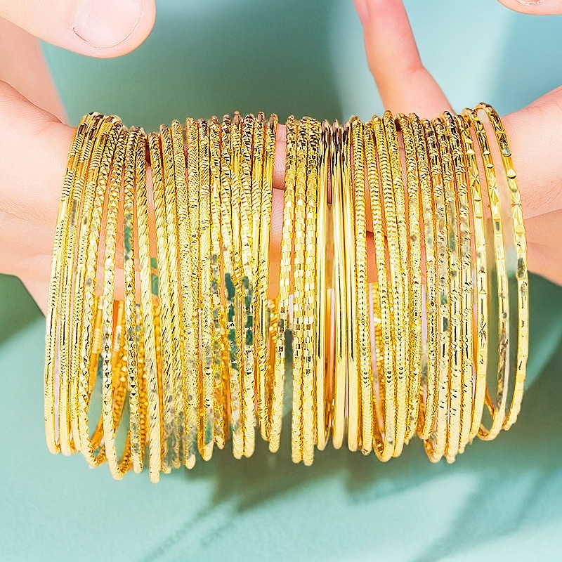 Cross-border gold thin ring bracelet simple Bohemian style coil bracelet women's brass gold-plated jewelry supply Cross-border gold thin ring bracelet simple Bohemian style coil bracelet women's brass gold-plated jewelry supply