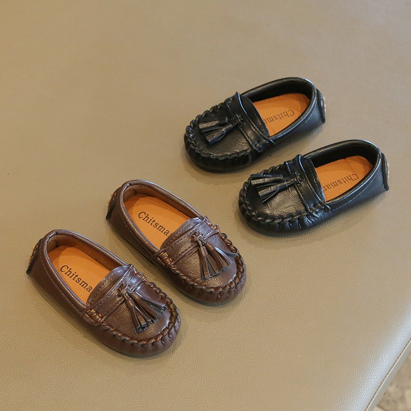 Korean Style Kidsren's Casual Beanie Shoes 2025 Summer New Style Girls' Slip-On Baby Shoes Boys' Fashionable Leather Shoes