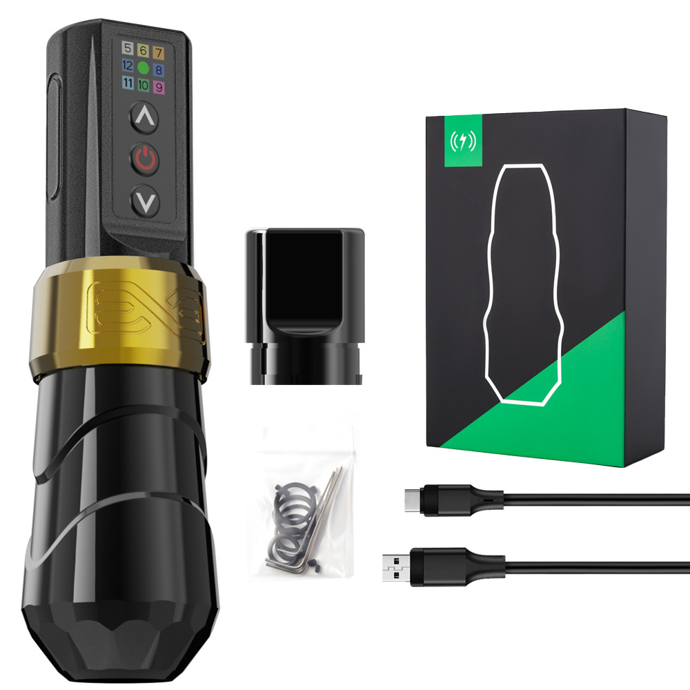 AmbitionFK tres generaciones carga tatuaje pluma con pantalla LCD tatuaje aguja máquina portátil tatuaje pluma