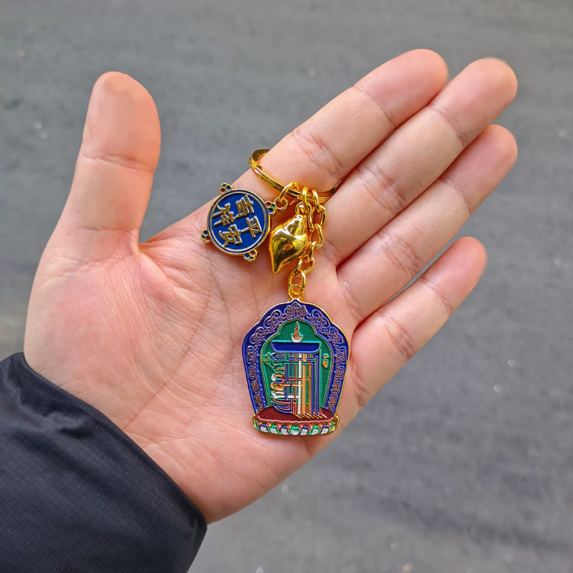 藏式十相自在钥匙扣 八吉祥总集挂件汽车钥匙链 合金耐磨防刮擦