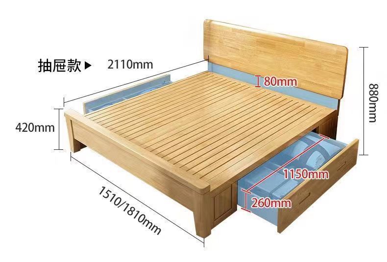 北欧实木床1.2米单人家用原木拼接床1.51.8m橡胶木出租屋床架批发详情20