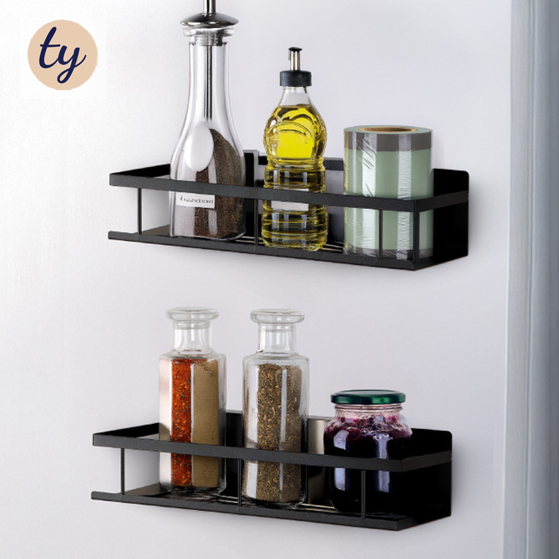 跨境铁艺磁吸冰箱架家用免打孔冰箱烤箱侧面收纳架多用浴室置物架