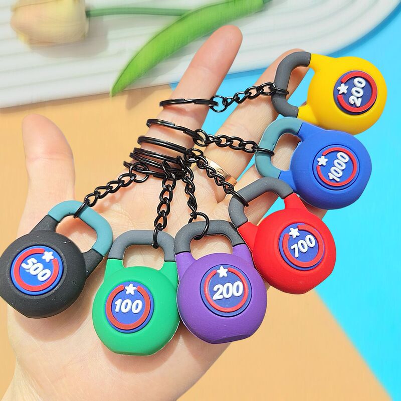 Creative and Cute Fitness Series Barbell Dumbbell Keychain Pendant for Men's Backpack Decoration Small Accessory Keychain