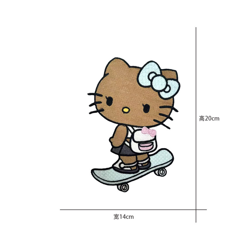 Cartoon al por mayor bordado por computadora kt pegatinas de tela de gato Sanliogou diy pegatinas de parche tejido cesta de ropa adorno accesorios pegatinas