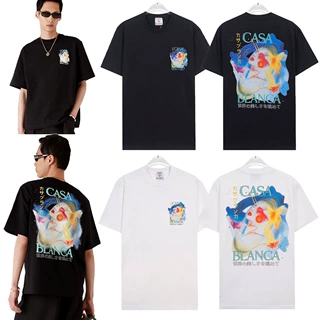 跨境卡萨布兰卡潮流创意银河系上精灵logo印花CASA字母短袖t