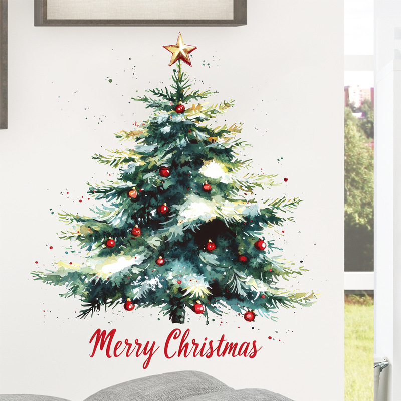 Liran 壁紙新しいクリスマスツリー壁紙リビングルーム寝室クリスマス壁ステッカーメリークリスマス壁紙|undefined
